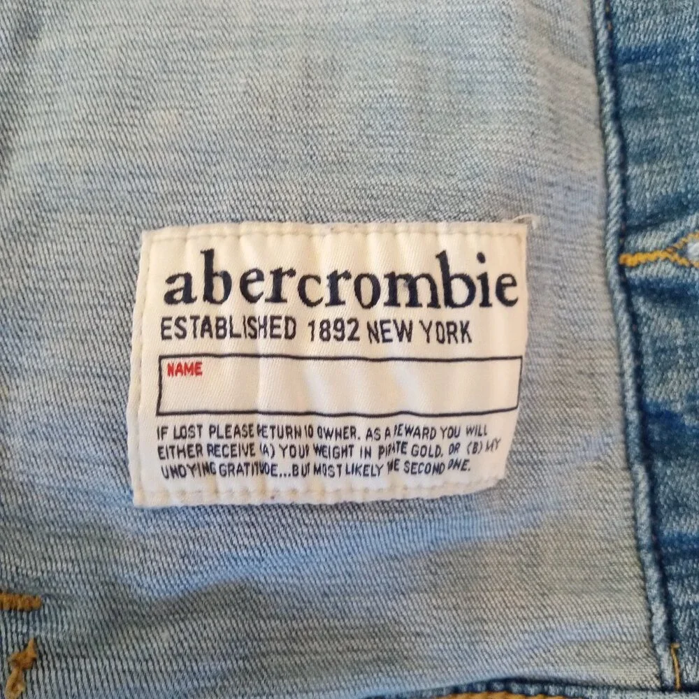 Abercrombie Kids Jean Jacket Girls Size Small S 7 / 8 Distressed Hooded - Picture 8 of 11